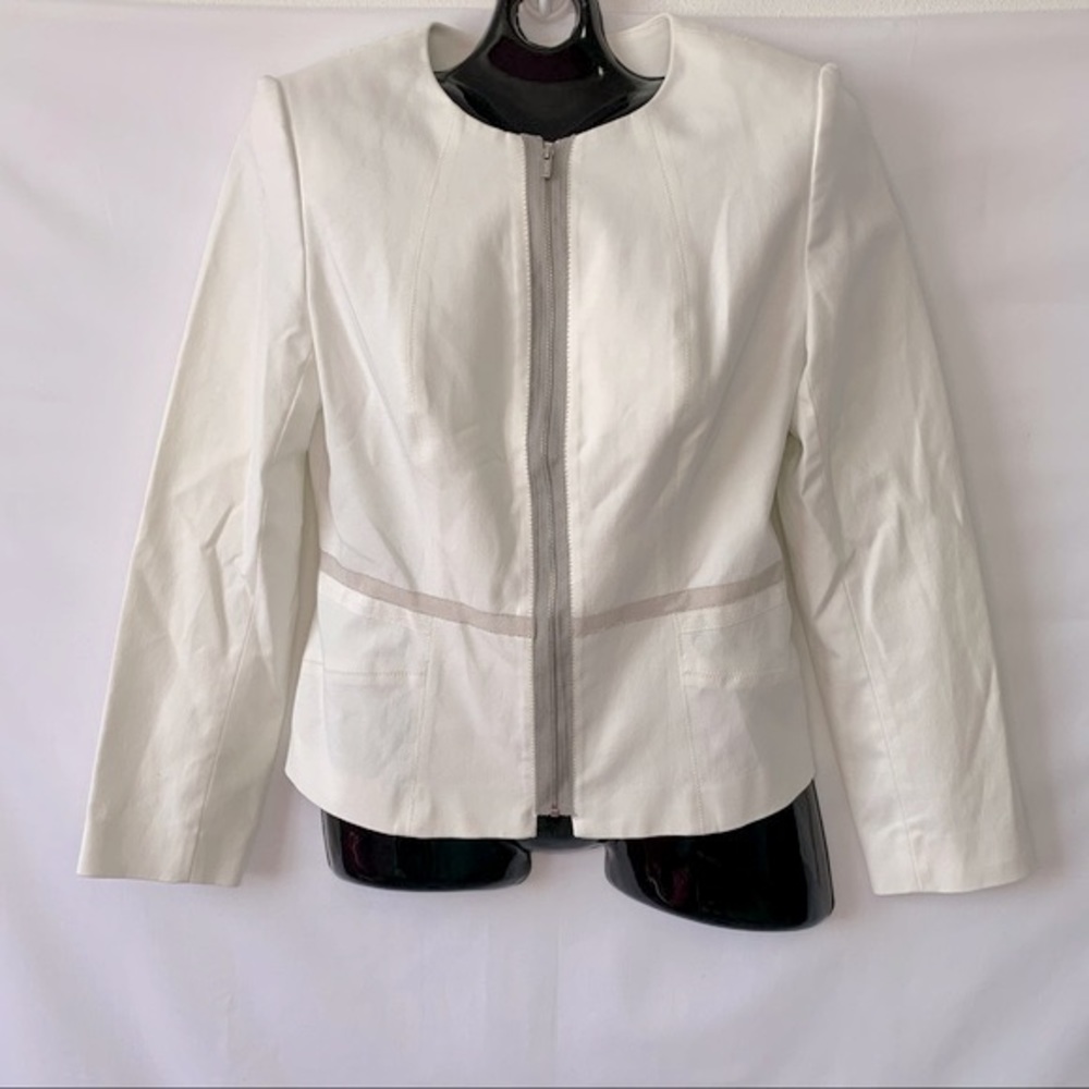 Calvin Klein Collarless Zip Front Blazer